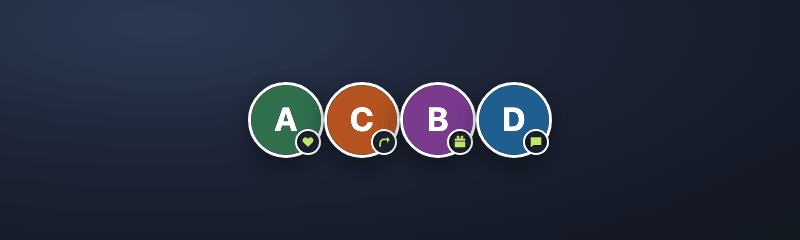 Screenshot of the hype train overlay over a dark stream background: four viewers' round profile pictures in a row, each with a small badge for what they did: a heart for a like, an arrow for a share, a gift, and a speech bubble for a comment.